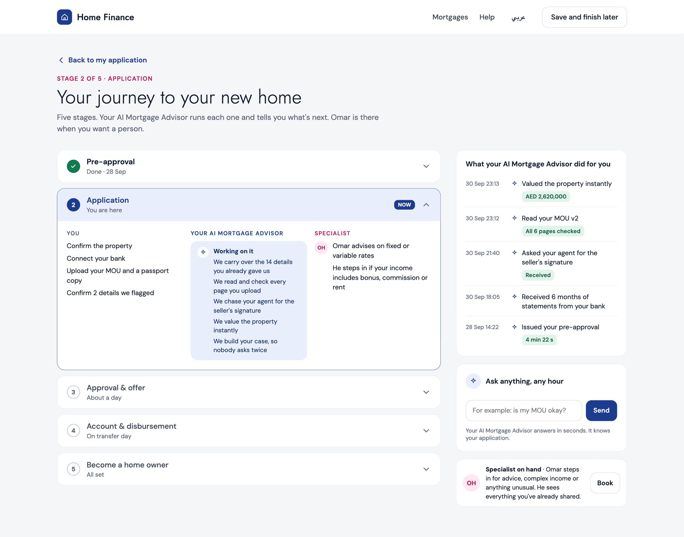 Your journey to your new home: desktop