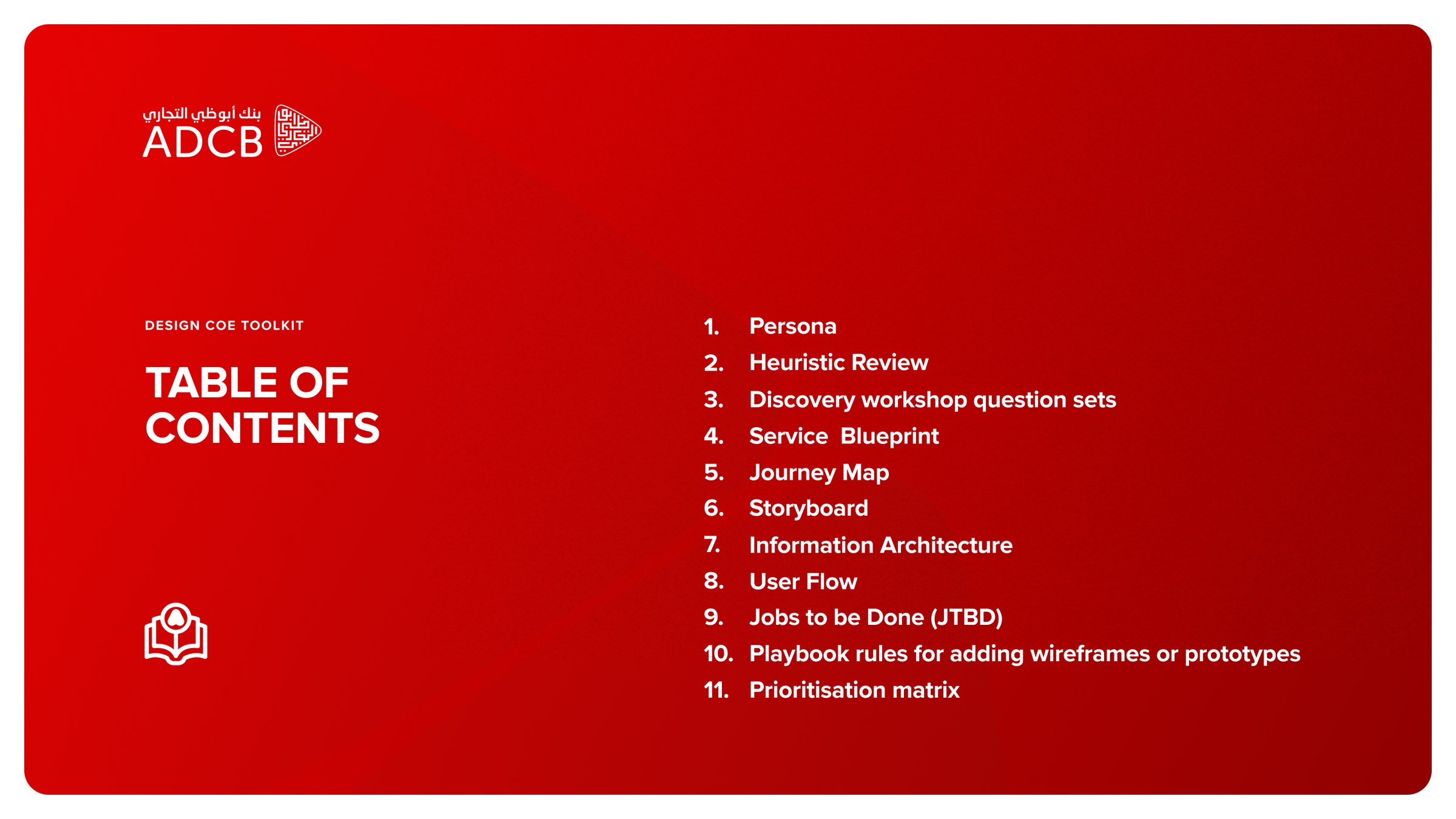 Design CoE toolkit: table of contents