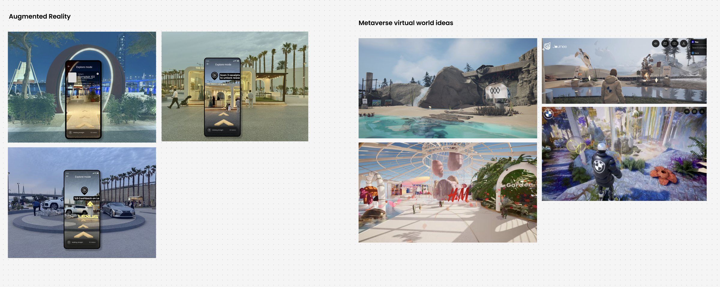 Augmented reality and virtual world ideas