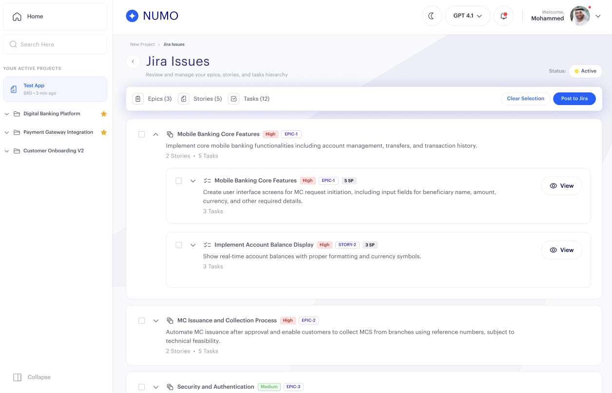JIRA issue breakdown of epics, stories and tasks