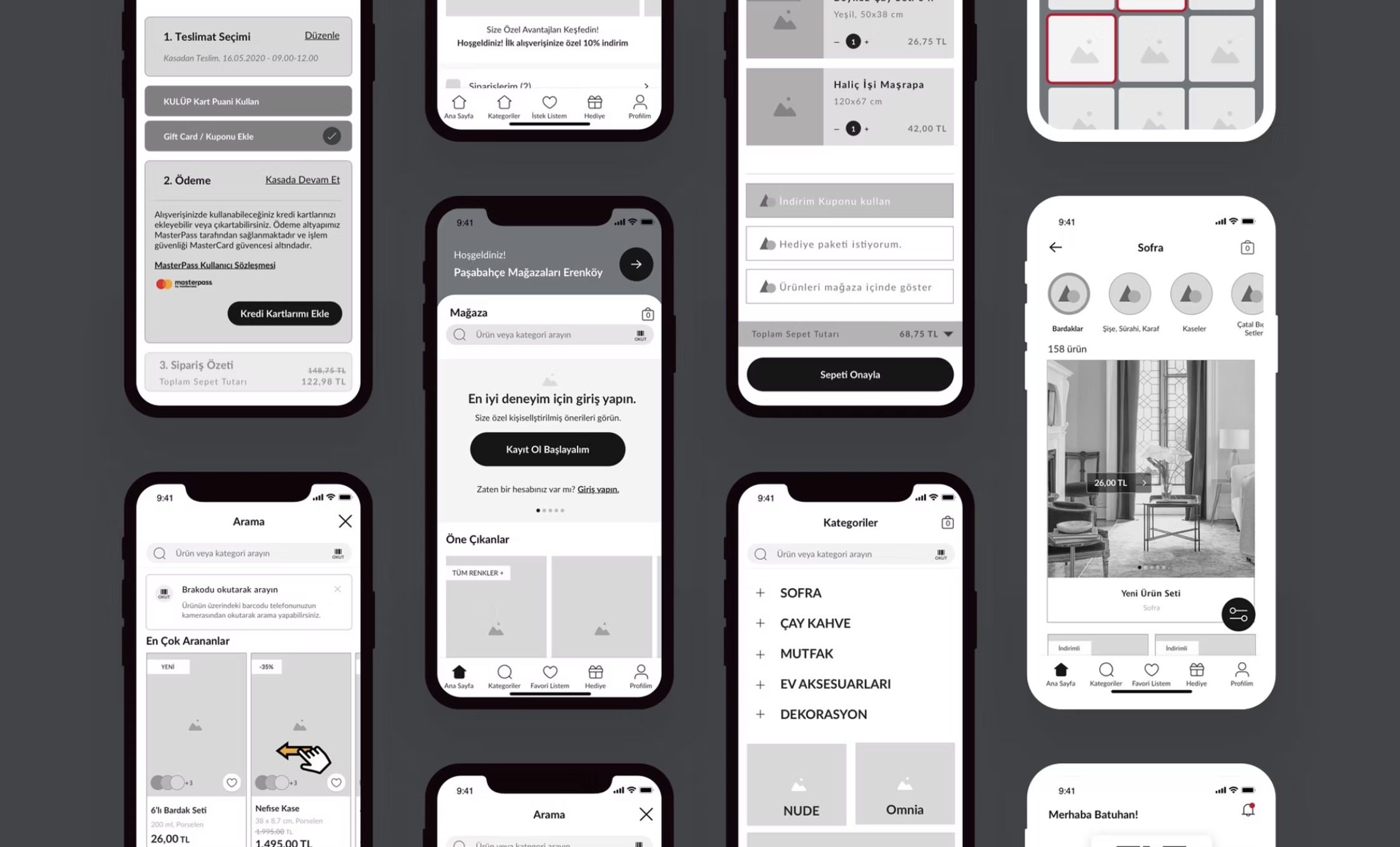 Store app wireframes